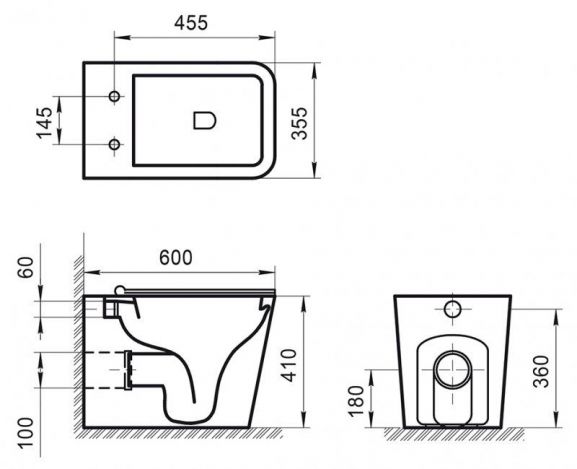 Приставной унитаз BelBagno Ardente-R BB003CBR 35,5*60 безободковый с крышкой-сиденьем BB2322SC