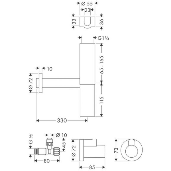 Сифон для раковины Hansgrohe Flowstar 52120000 с угловыми вентилями хром