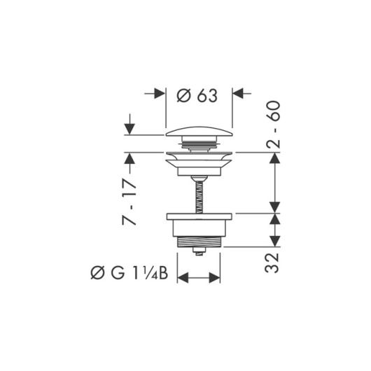 Донный клапан Hansgrohe 50100670 с переливом черный матовый