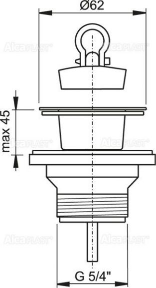Водослив для раковины AlcaPlast A32 5/4" с пластиковой peшeткой Ø62