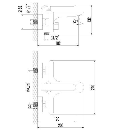 Смеситель Lemark Melange LM4914CW для ванны и душа