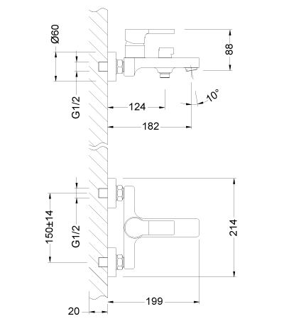 Смеситель Lemark Aura LM0614C для ванны и душа