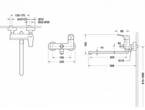 Смеситель Bravat Vega F6119177CP-01L универсальный