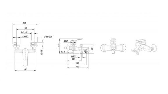 Смеситель Bravat Rhein F6429564BW-01-ENG для ванны и душа