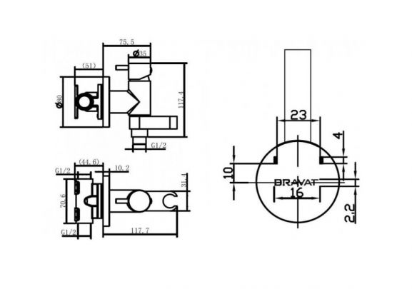 Гигиенический душ со смесителем Bravat Eler D9137CP-RUS скрытый монтаж