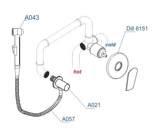 Гигиенический душ со смесителем WasserKRAFT A06157 скрытый монтаж