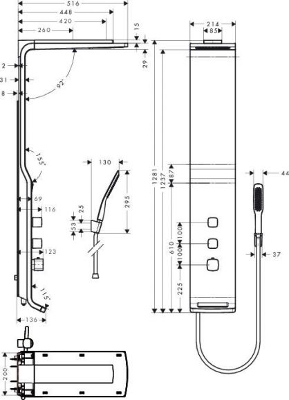 Душевая панель Hansgrohe Raindance Lift 27008400