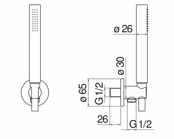 Душевая лейка Nobili AD143/32FLP с держателем и шлангом черный глянцевый_1