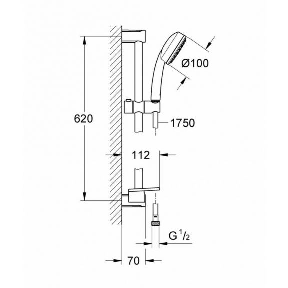 Душевая стойка Grohe Tempesta Cosmopolitan 26083002 60 1 режим