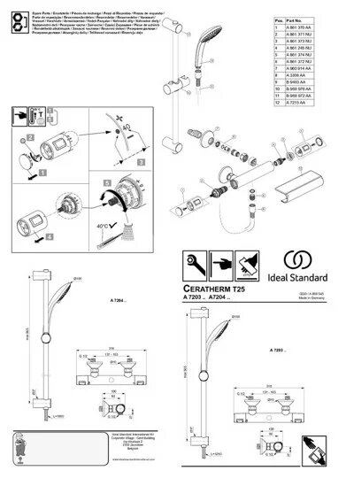 Душевая стойка Ideal Standard Ceratherm T25 A7203AA с термостатом