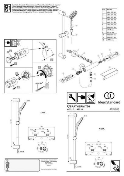 Душевая стойка Ideal Standard Ceratherm T50 A7217AA с термостатом