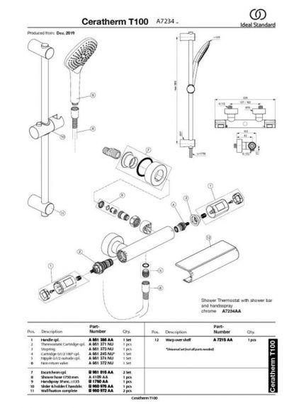 Душевая стойка Ideal Standard Ceratherm T100 A7234AA с термостатом