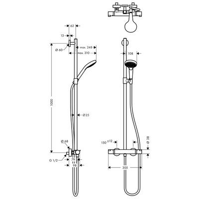 Душевая стойка Hansgrohe Croma Select S Multi с термостатом