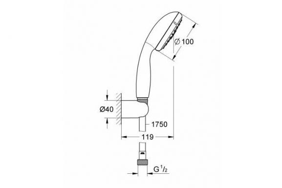 Душевая лейка Grohe Tempesta 27849001 с держателем и шлангом