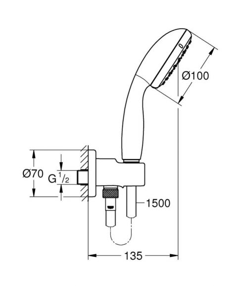 Душевая лейка Grohe New Tempesta 100 26406001 со шланговым подключением и шлангом