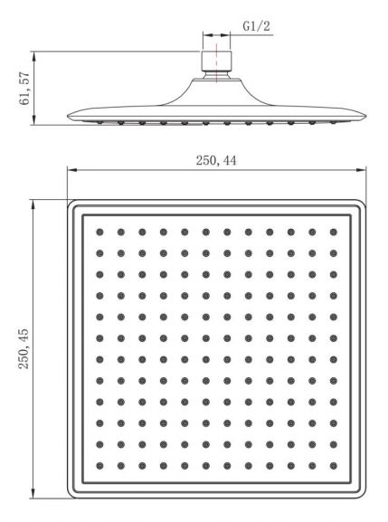 Верхний душ Lemark LM8036C 25*25