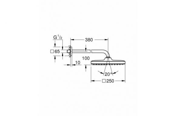 Верхний душ Grohe Tempesta 26682000 с кронштейном