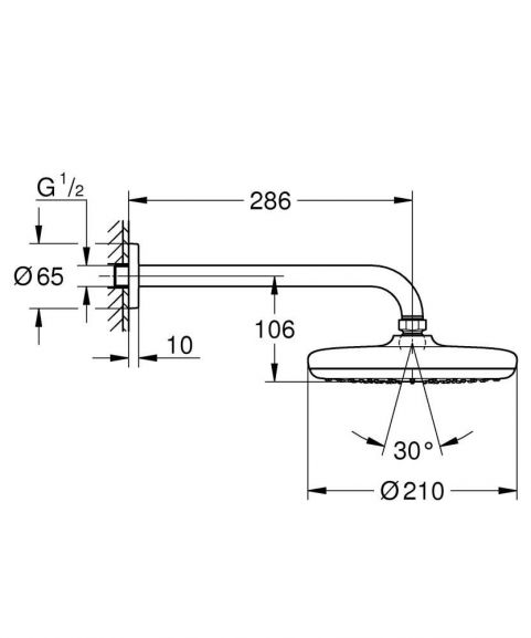 Верхний душ Grohe Tempesta 26411000 с кронштейном