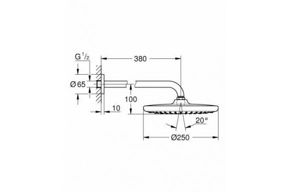 Верхний душ Grohe Tempesta 26663000 с кронштейном