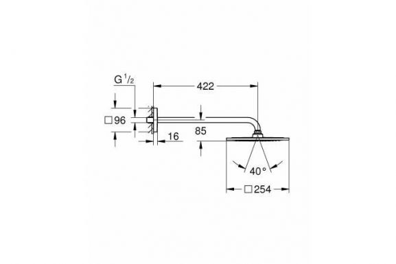 Верхний душ Grohe Rainshower F-series 26259000 с кронштейном