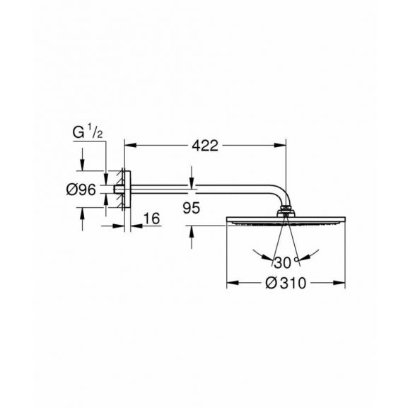 Верхний душ с кронштейном Grohe Rainshower Cosmopolitan 26257000 310