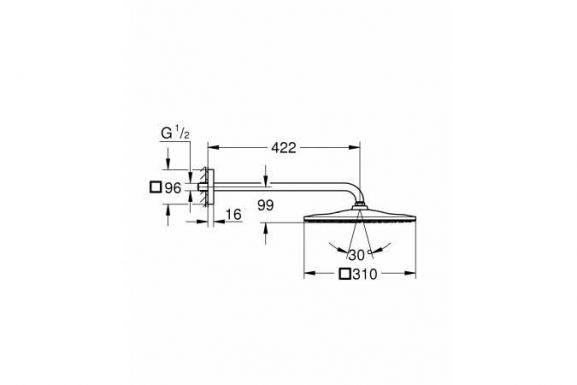 Верхний душ Grohe Rainshower Mono 26563000 с кронштейном