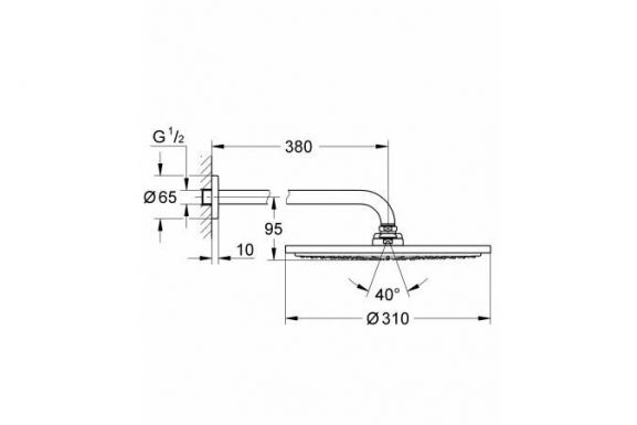 Верхний душ Grohe Rainshower 26066GL0 с кронштейном