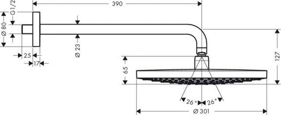 Верхний душ с кронштейном Hansgrohe Raindance Select S 300 27378000