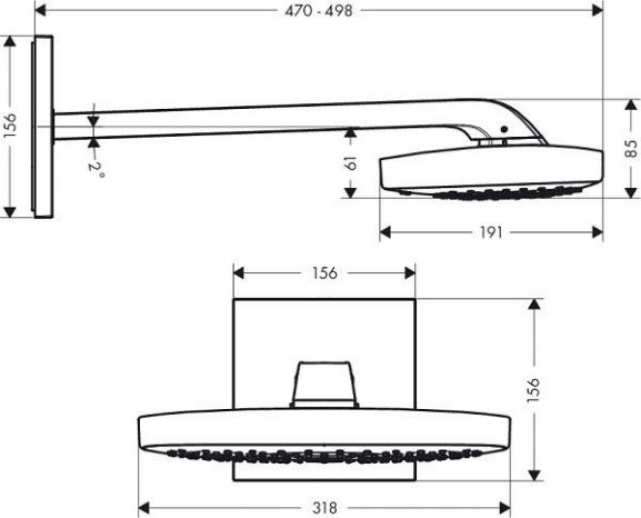 Верхний душ с кронштейном Hansgrohe Raindance Select E 300 26468000