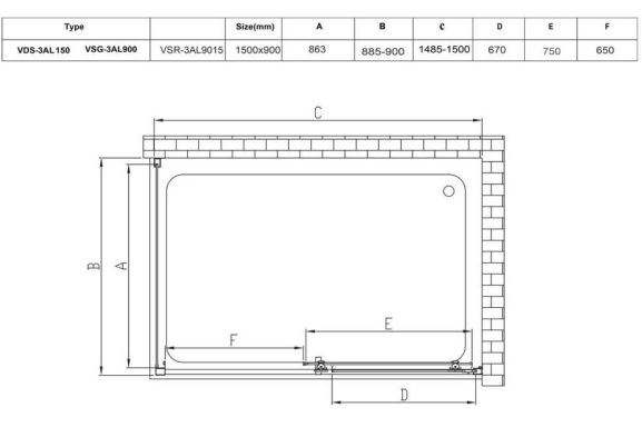 Душевой уголок Vincea Alpha 150*90*190 стекло текстурированное без поддона