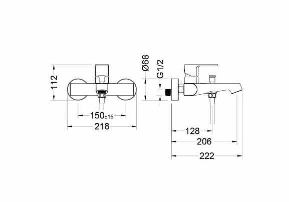 Смеситель AquatekОберон AQ1240CR для ванны и душа_1