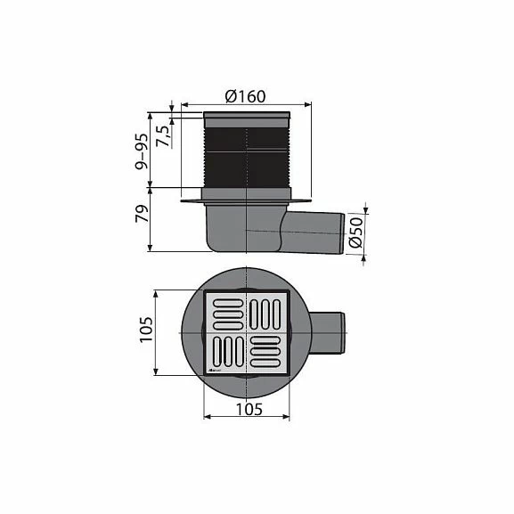 Душевой трап AlcaPlast APV1 с дизайн-решеткой_1