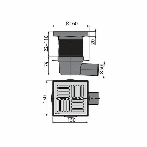 Душевой трап AlcaPlast APV5411 с дизайн-решеткой_1