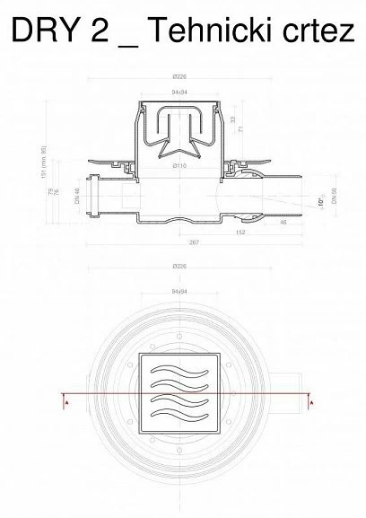 Душевой трап Pestan Confluo Standard Dry 2 с дизайн-решеткой_1