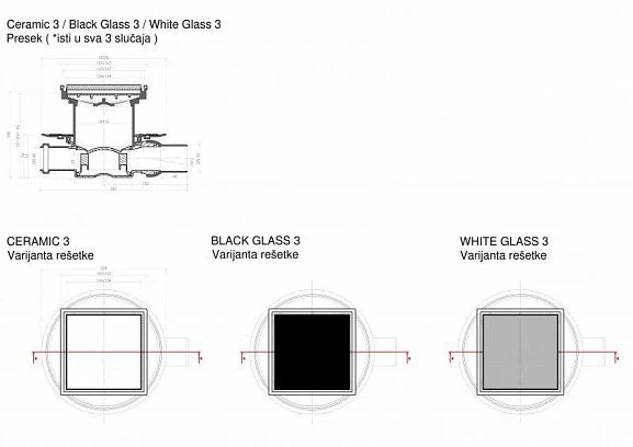 Душевой трап Pestan Confluo Standard Black Glass 3 с черной дизайн-решеткой_1