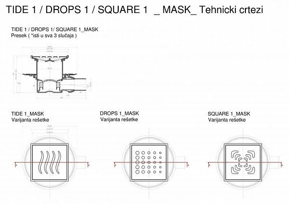 Душевой трап Pestan Confluo Standard Tide 1 Mask с дизайн-решеткой_1