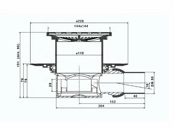 Душевой трап Pestan Confluo Standard Black Glass 1 с черной дизайн-решеткой_1