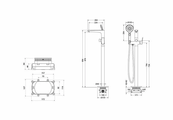 Напольный смеситель Aquatek Бетта AQ1145CR для ванны (внешняя и скрытая часть)_1