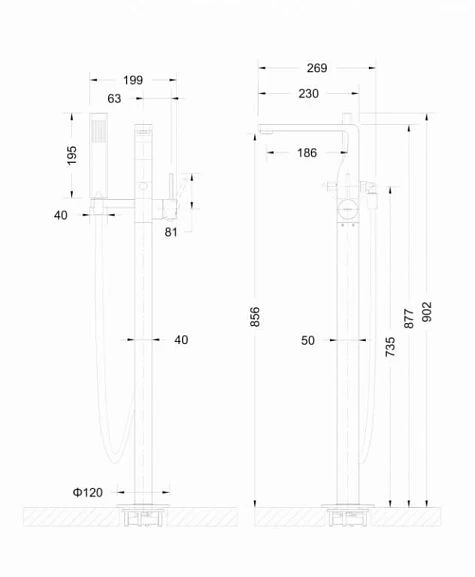 Напольный смеситель Bravat Arc Black F66061K-B3-ENG черный матовый_1