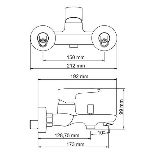 Смеситель для ванны и душа WasserKRAFT Vils 5601