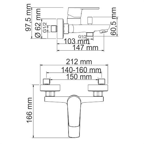 Смеситель для ванны и душа WasserKRAFT Dill 6101