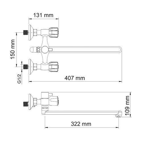 Смеситель для ванны и душа WasserKRAFT Amper 2902L