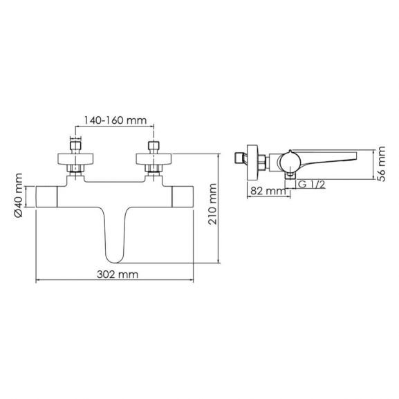 Термостатический смеситель WasserKRAFT Elbe 7411 Thermo для ванны , поктырие Soft-touch