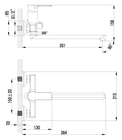 Смеситель Lemark Plus Grace LM1551C универсальный