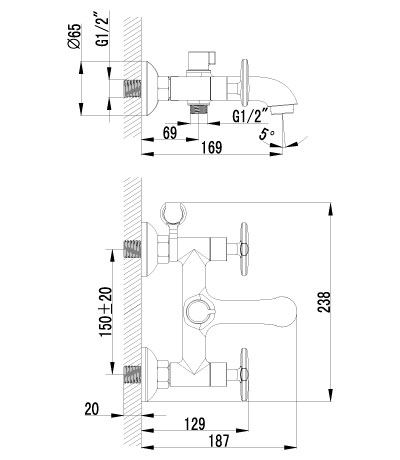 Смеситель Lemark Plus Spirit LM1912C для ванны