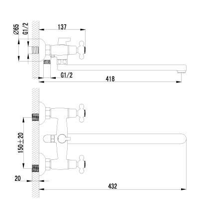 Смеситель Lemark Standard LM2112C универсальный