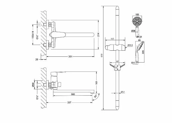 Смеситель Lemark Point LM0379C с душевой стойкой_1