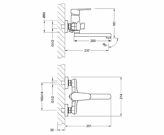 Смеситель Lemark Point LM0317C универсальный