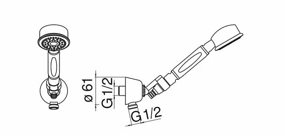 Nobili Душевая лейка Nobili AD143/7CR с держателем и шлангом_1