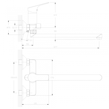 Смеситель для ванны Rossinka RS29-33